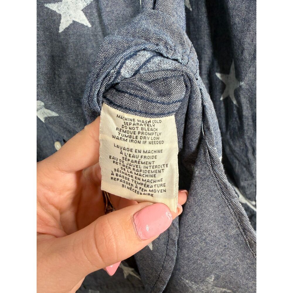 Denim & Supply Ralph Lauren Womens Button Up Chambray Top M Star Print Western - Picture 6 of 8